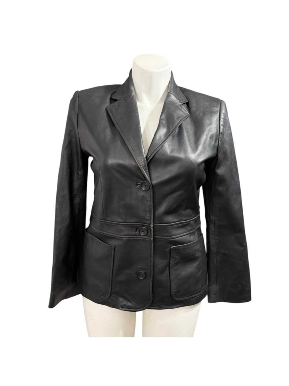 Valerie Stevens Y2K Genuine‎ Lamb Leather Black Blazer Jacket Women’s Medium